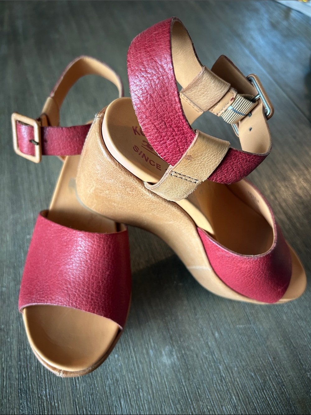 Kork Ease Size 7 Keirn Ankle Strap Platform Wedge Leather Sandal. - Picture 2 of 9